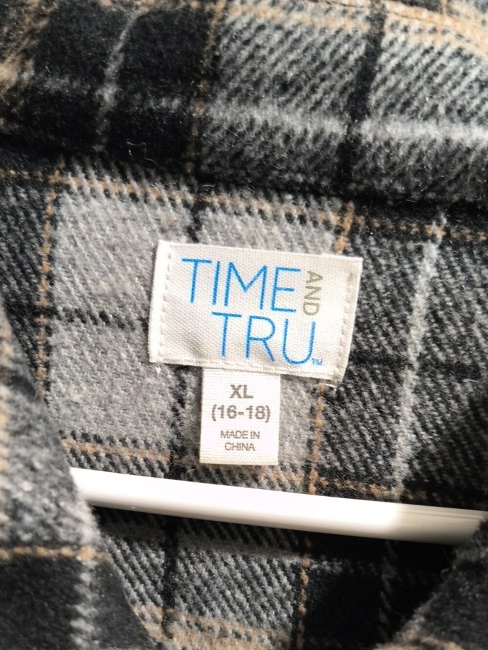 Time and Tru Black and Gray Plaid Shacket - Picture 2 of 4